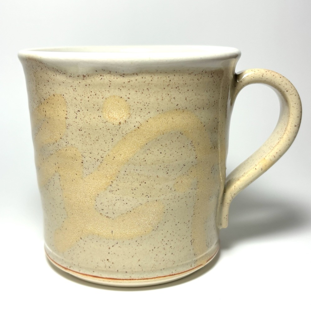 Studio Pottery Coffee Cup Mug Beige Tan Artist Signed Ken Horvath Large 16 Oz